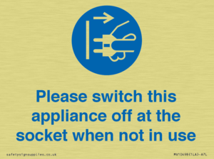 Please switch this appliance off at the socket when not in use